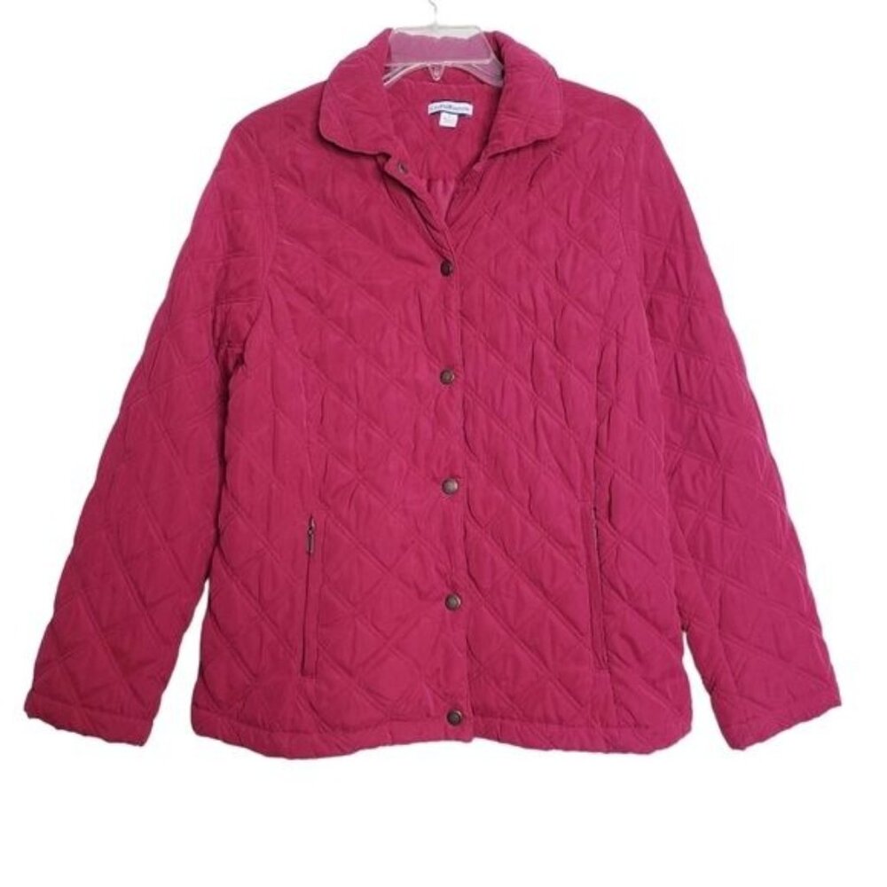 Croft & Barrow Red Quilted Button Up Jacket Lightweight Coat Women's Size Small